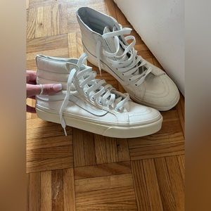 White/beige high top Vans